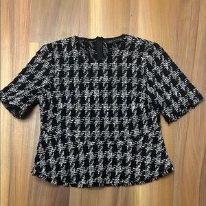 Zara Black and White Checkered Blouse